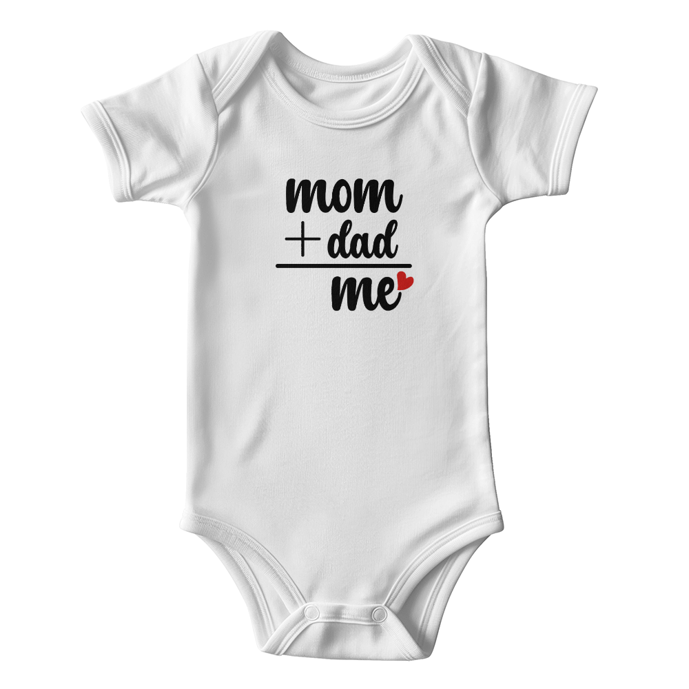 "Mom + Dad = Me" Cute Baby Onesie – Perfect for Mother's Day