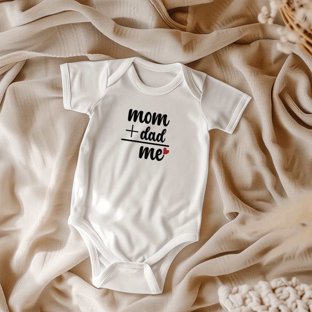 "Mom + Dad = Me" Cute Baby Onesie – Perfect for Mother's Day