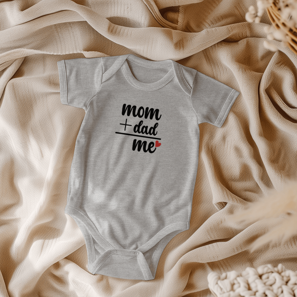 "Mom + Dad = Me" Cute Baby Onesie – Perfect for Mother's Day