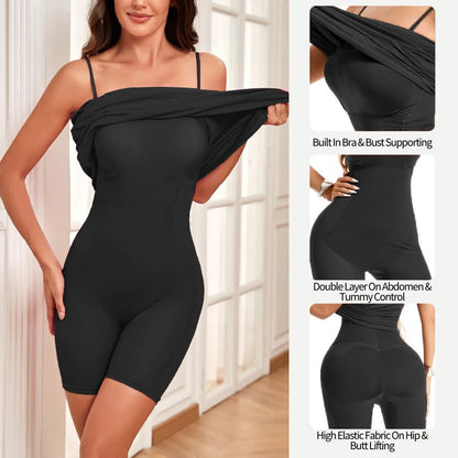 Perfect Silhouettes Spagehetti Strap Shapewear Dress 👉2 in 1!